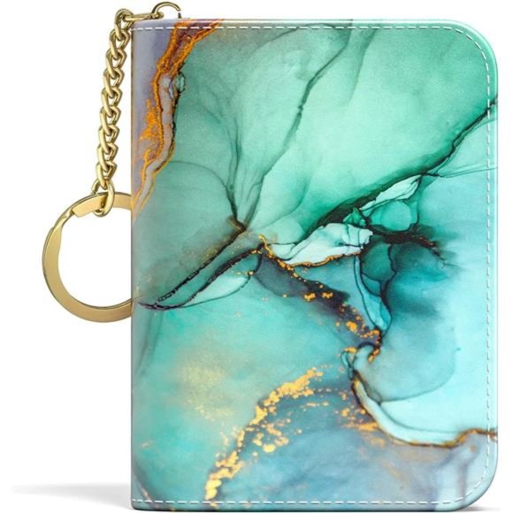 Handbags - Credit Card Holder for Women Light Green Marble
